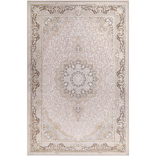 Vintage orientalischer Teppich für Wohnzimmer – Beigefarbener Teppich (290 x 200 cm) – für Wohnzimmer und Schlafzimmer – Gittermuster – RugRoyal