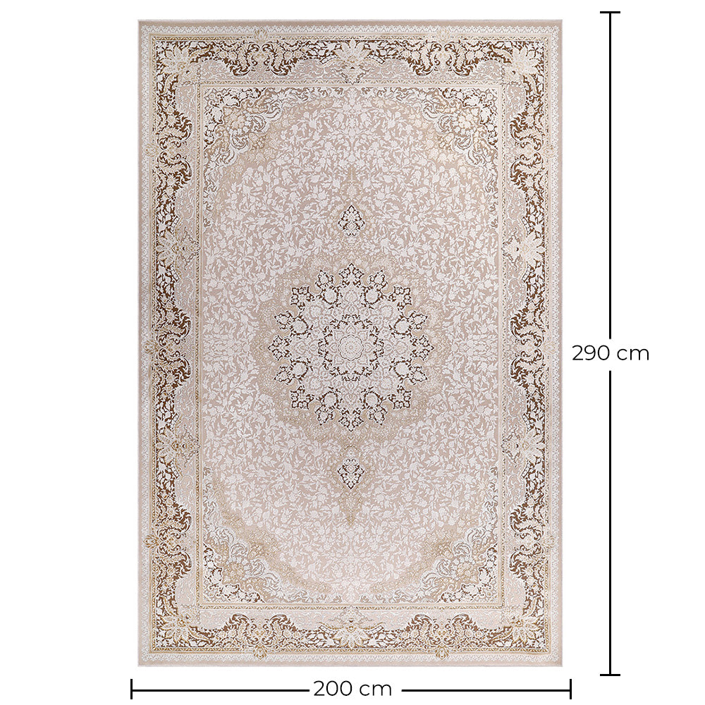 Vintage austrumu paklājs viesistabai – bēšs paklājs (290 x 200 cm) – viesistabai un guļamistabai – režģis – RugRoyal