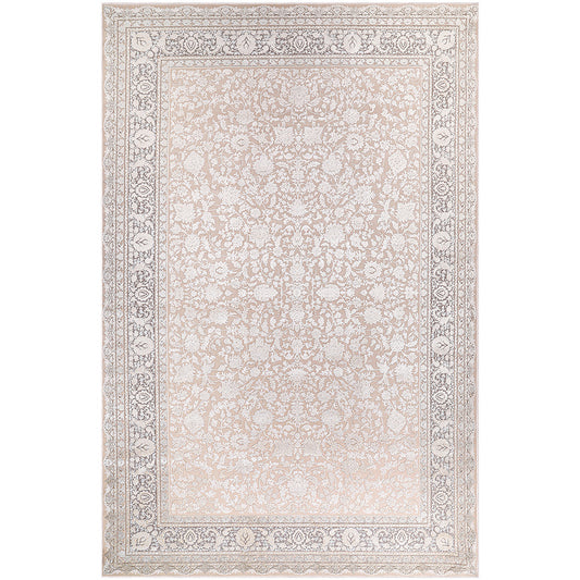 Tapete clássico vintage para sala de estar – Tapete bege (290 x 200 cm) – para sala de estar e quarto – Indira – RugRoyal