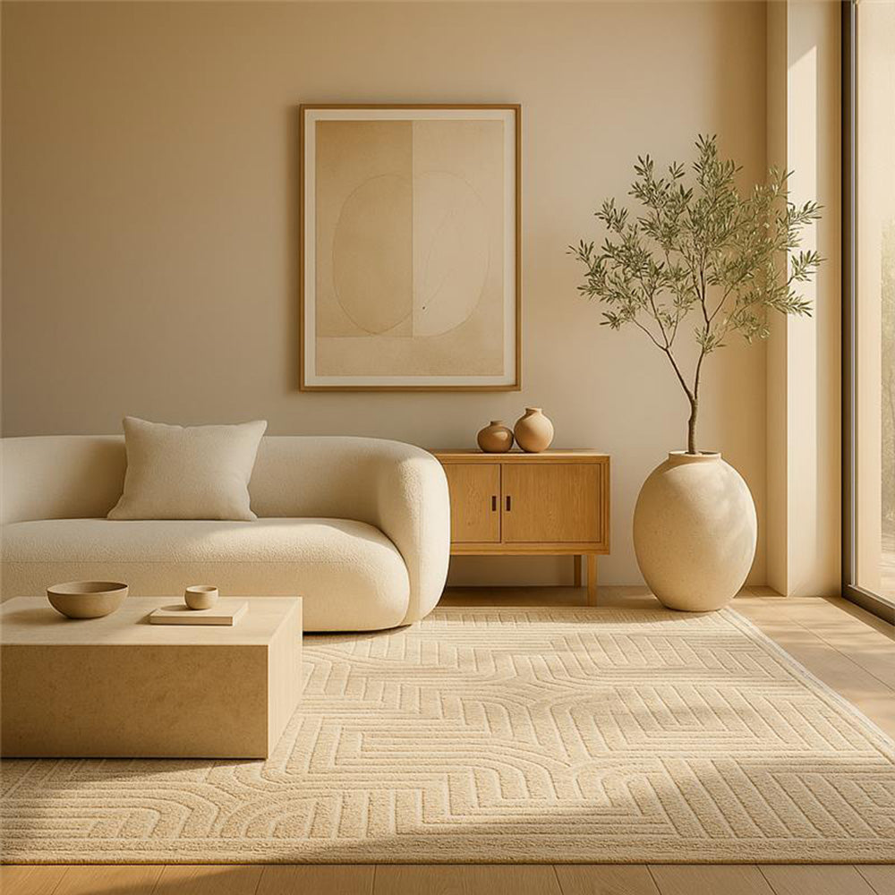 Rug Large Contemporary Modern Design - Beige (290x200 cm) - Rococo