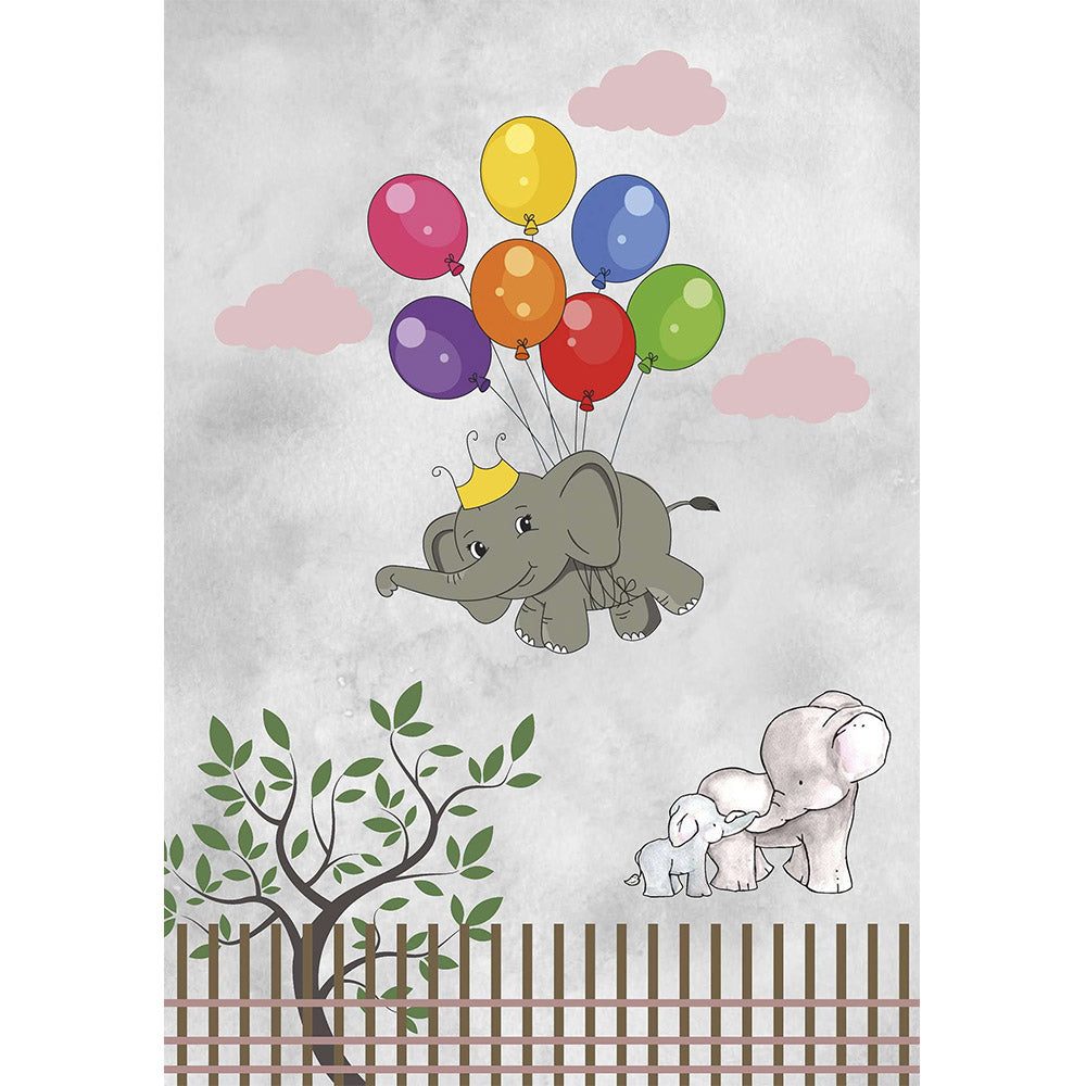 Large Kids Flying Elephant Design Carpet - Multicolor (290x200 cm) - Yumal