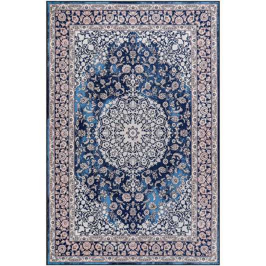 Vintage orientalsk tæppe til stuen – tæppe med ældet look i blå (290 x 200 cm) – til stue og soveværelse – Jan – RugRoyal