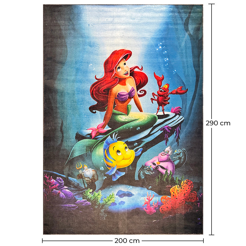 Barnmatta för barnrum – Flerfärgad sjöjungfru-matta (290 x 200 cm) – för barnrum och sovrum – Den lilla sjöjungfrun – RugRoyal