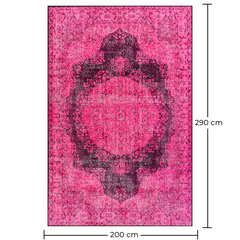 Vintažinis rytietiškas kilimas svetainei – sendinto stiliaus rožinis kilimas (290 x 200 cm) – svetainei ir miegamajam – Marisol – RugRoyal