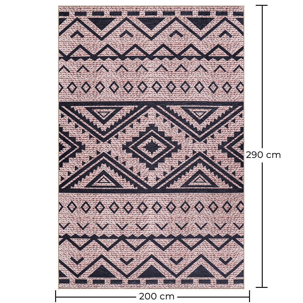 Vintage geometrisk matta för vardagsrum – Tribal flerfärgad matta (290 x 200 cm) – Tvättbar – för vardagsrum och sovrum – Cinder – RugRoyal