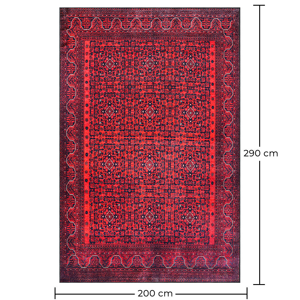 Vintage austrumu paklājs viesistabai – novecojis sarkans paklājs (290 x 200 cm) – viesistabai un guļamistabai – Cinnabar – RugRoyal