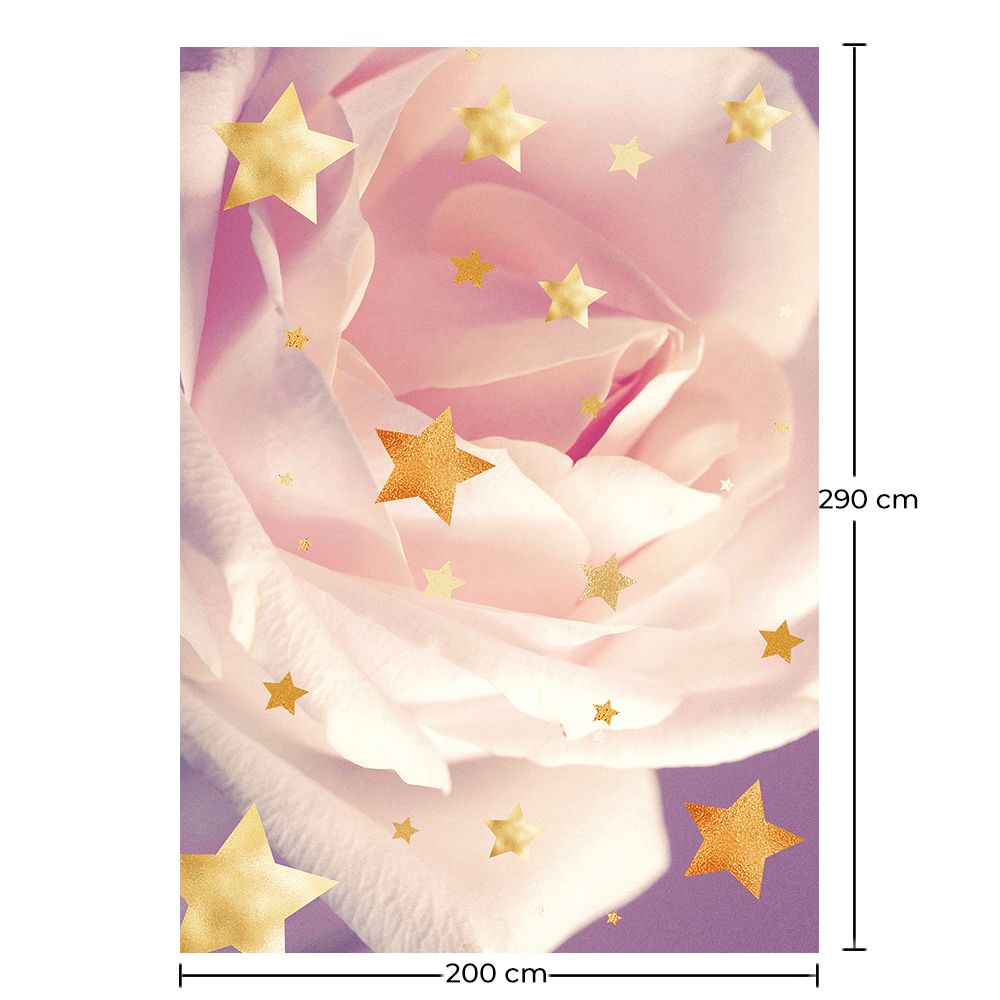 Large Kids Floral Star Design Carpet - Pink (290x200 cm) - Alvi