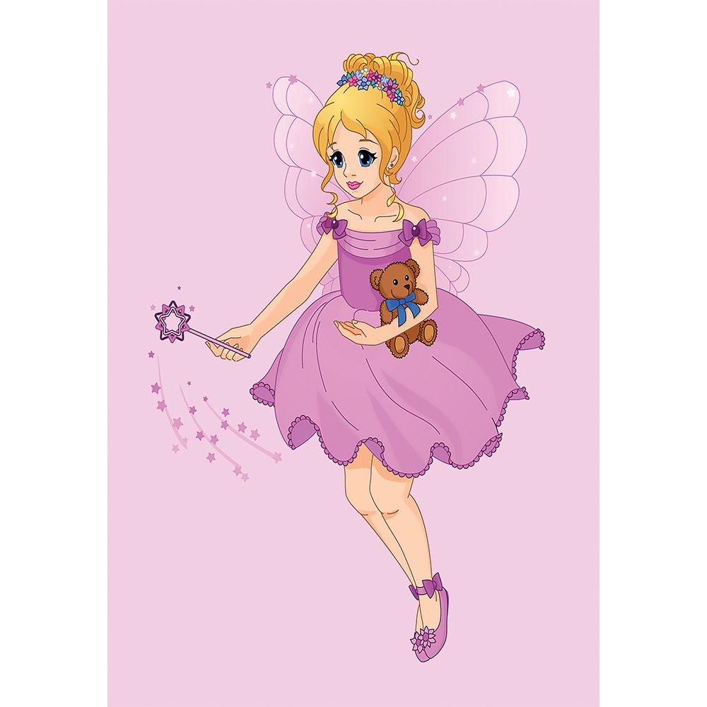 Large Kids Fairy Design Carpet - Pink (290x200 cm) - Oya