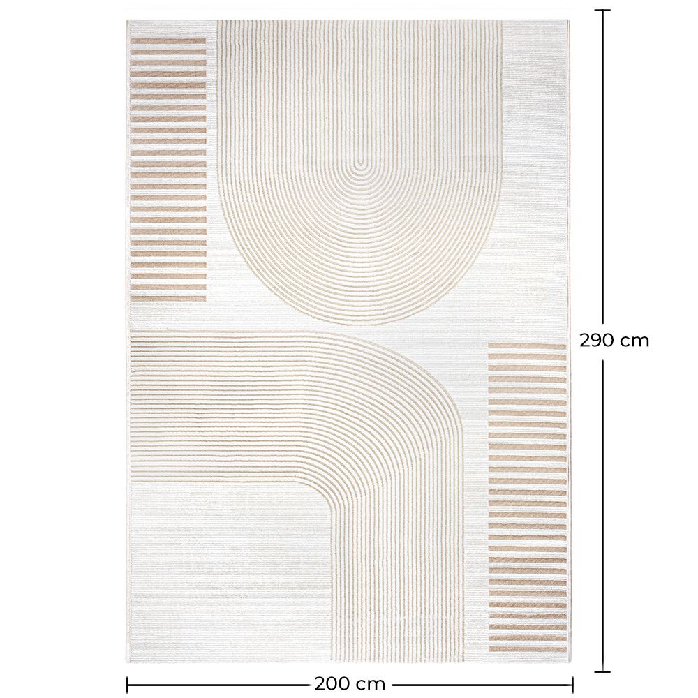 Rug Large Contemporary Modern Design - Beige (290x200 cm) - Rya